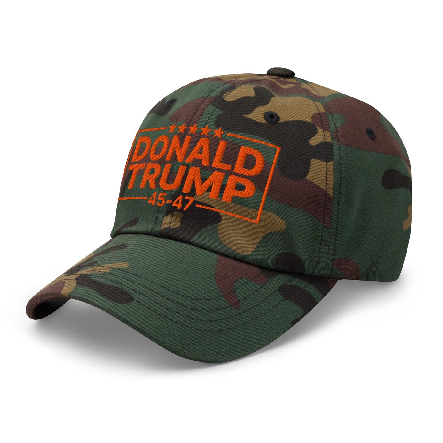 Donald Trump 45-47 Embroidered Dad Hat Green Camo