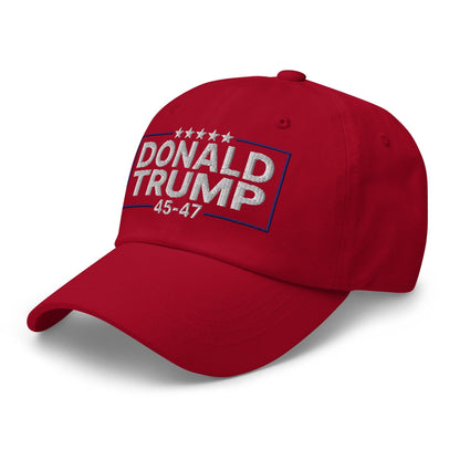 Donald Trump 45-47 Embroidered Dad Hat Cranberry