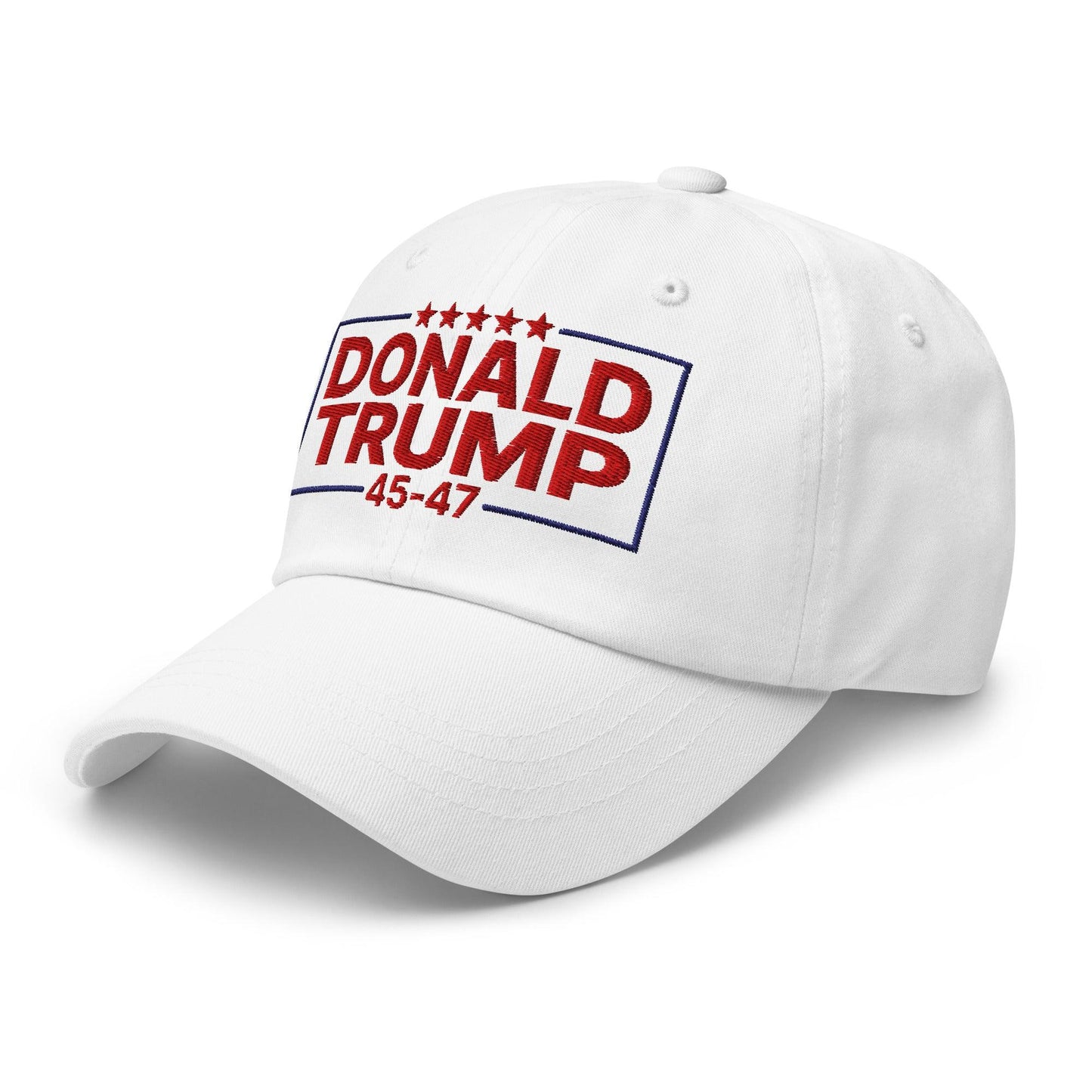 Donald Trump 45-47 Embroidered Dad Hat White