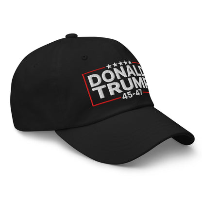 Donald Trump 45-47 Embroidered Dad Hat Black