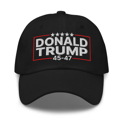 Donald Trump 45-47 Embroidered Dad Hat Black