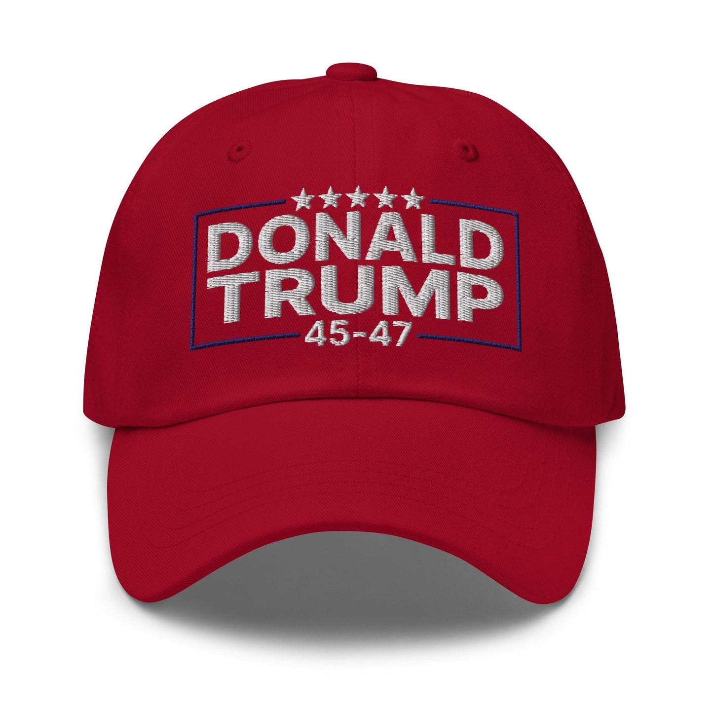 Donald Trump 45-47 Embroidered Dad Hat Cranberry