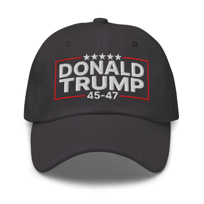 Donald Trump 45-47 Embroidered Dad Hat Dark Grey