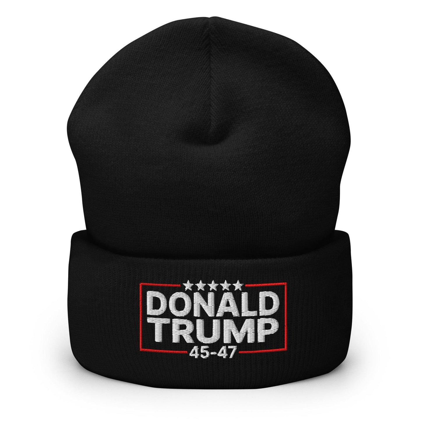 Donald Trump 45-47 Embroidered Knit Cuffed Beanie Black