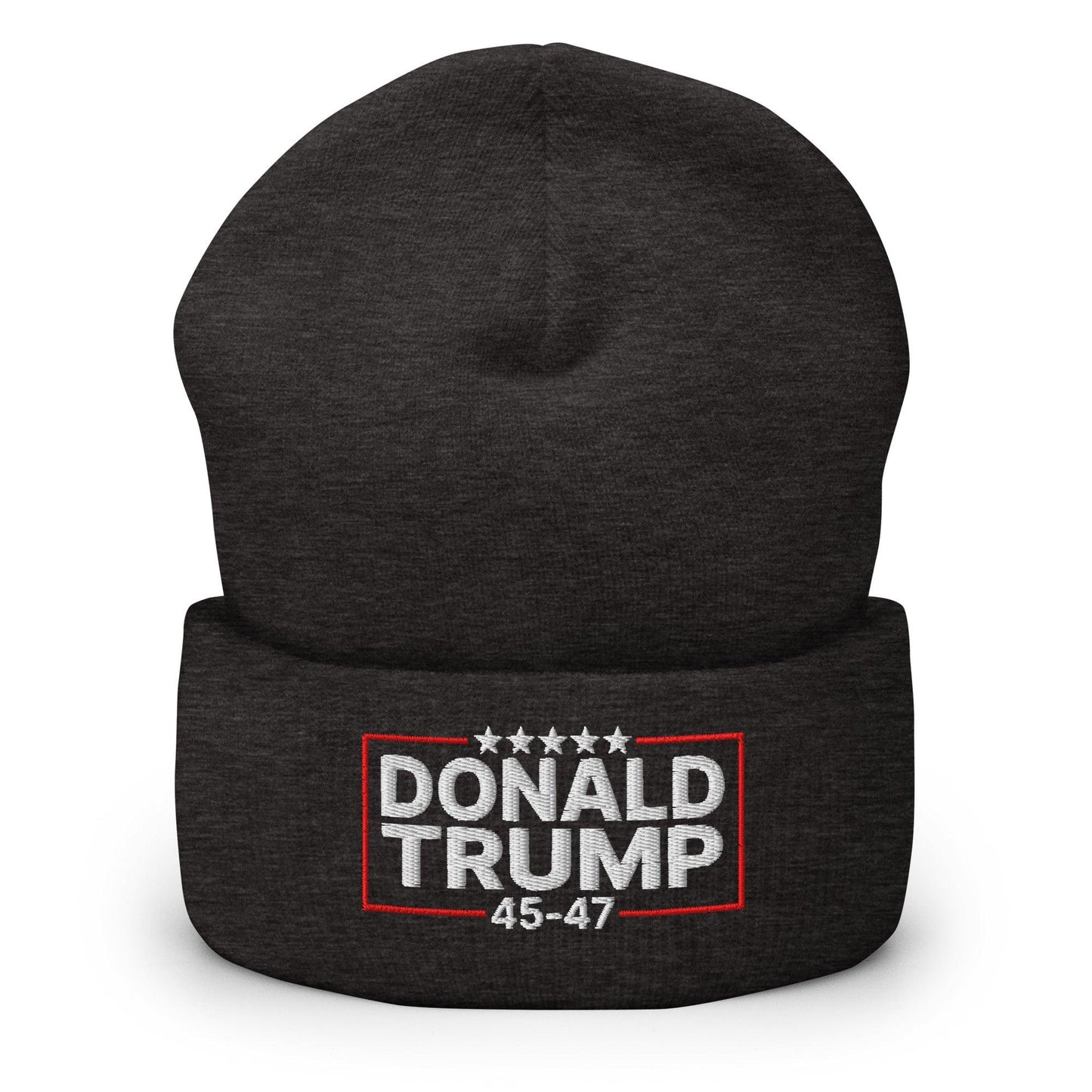 Donald Trump 45-47 Embroidered Knit Cuffed Beanie Dark Grey