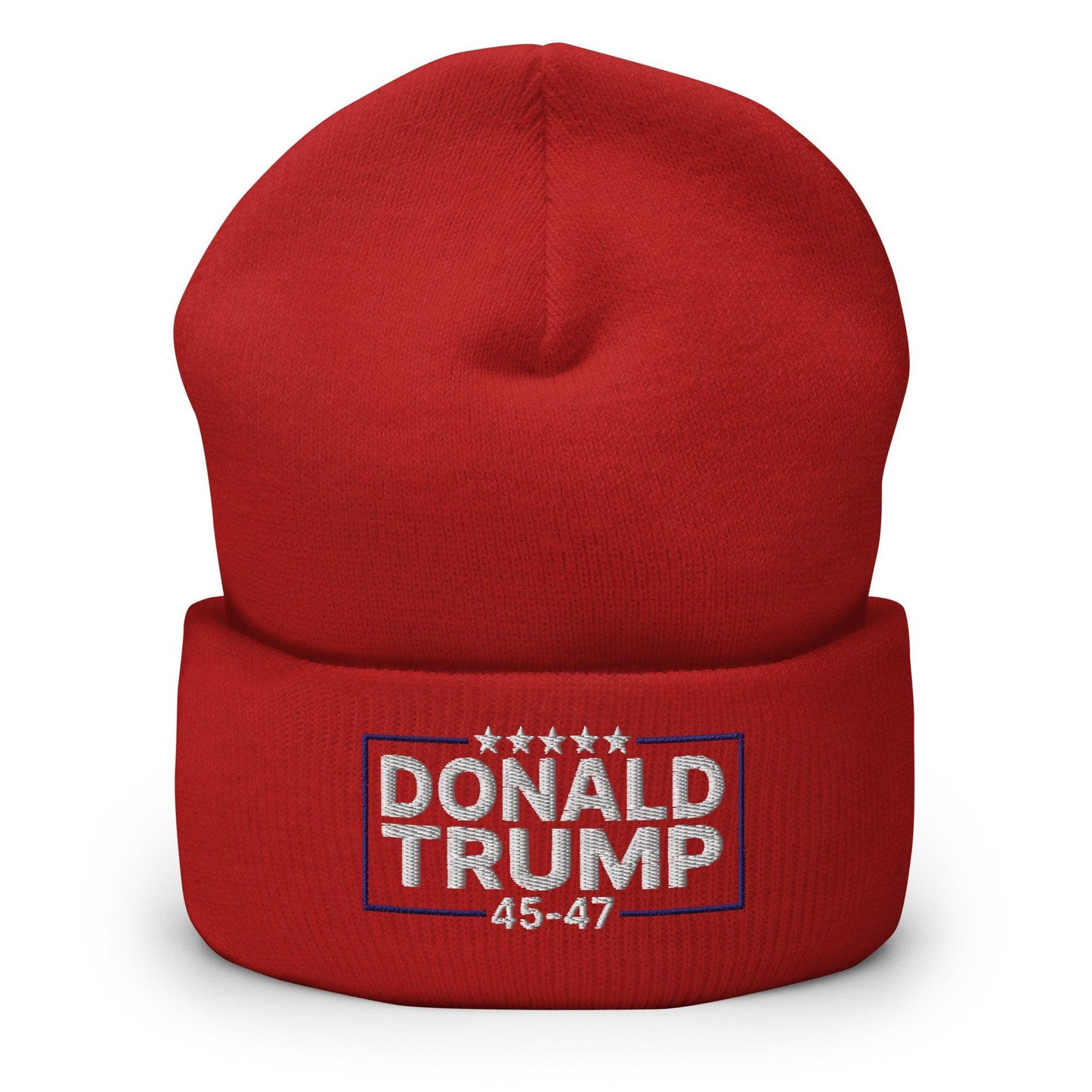 Donald Trump 45-47 Embroidered Knit Cuffed Beanie Red