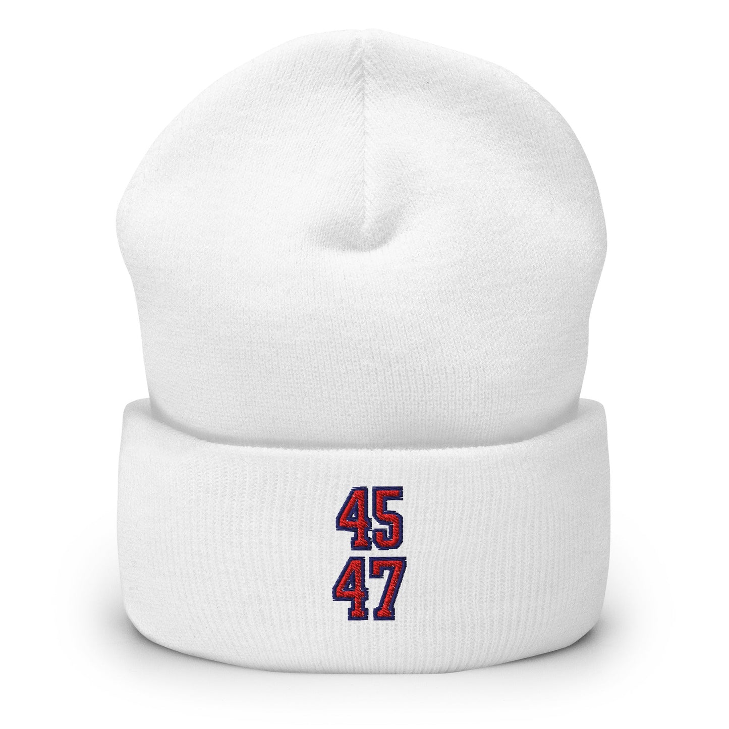 Donald Trump 45-47 Knit Cuffed Beanie White