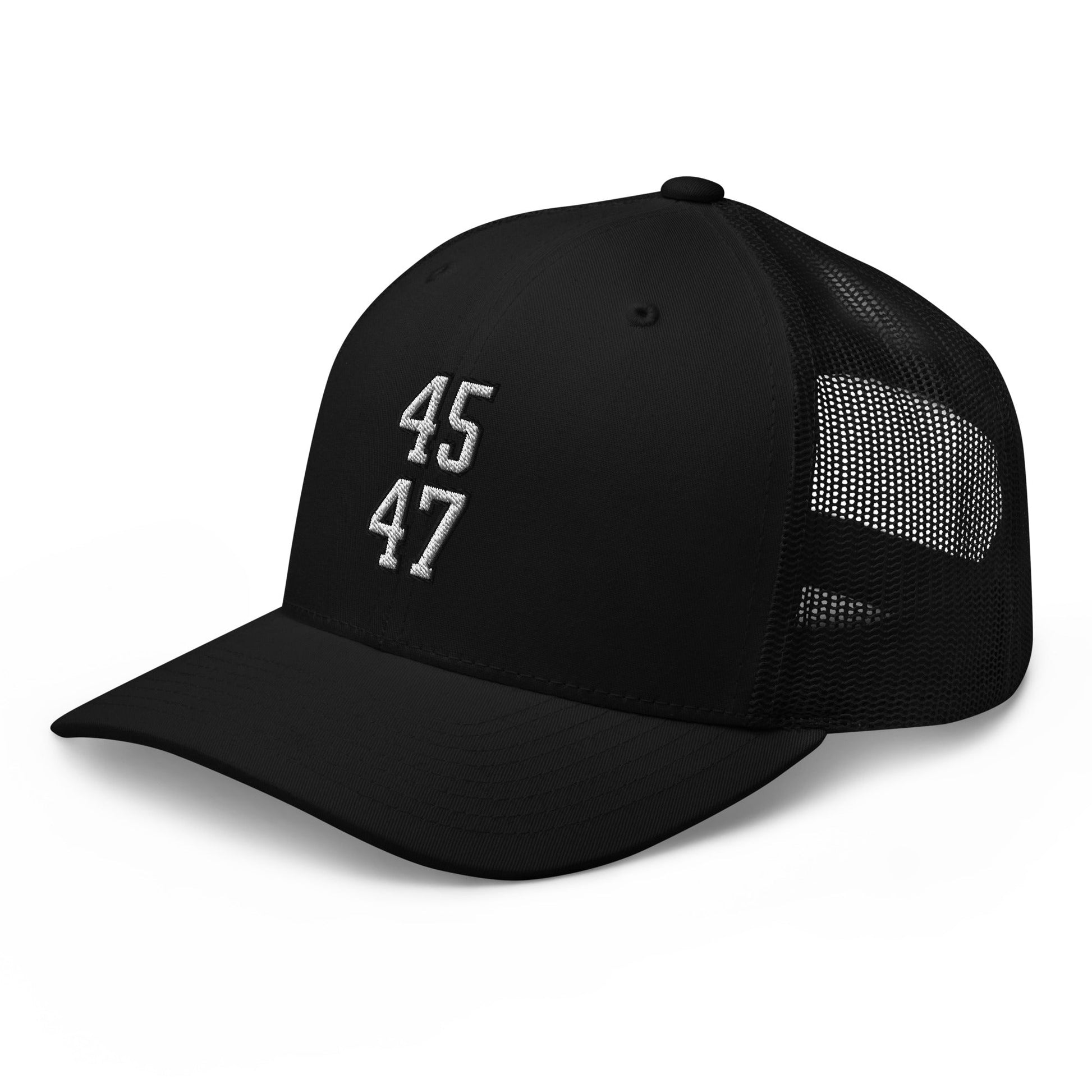 Donald Trump 45-47 Retro Trucker Hat Black