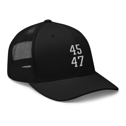 Donald Trump 45-47 Retro Trucker Hat Black