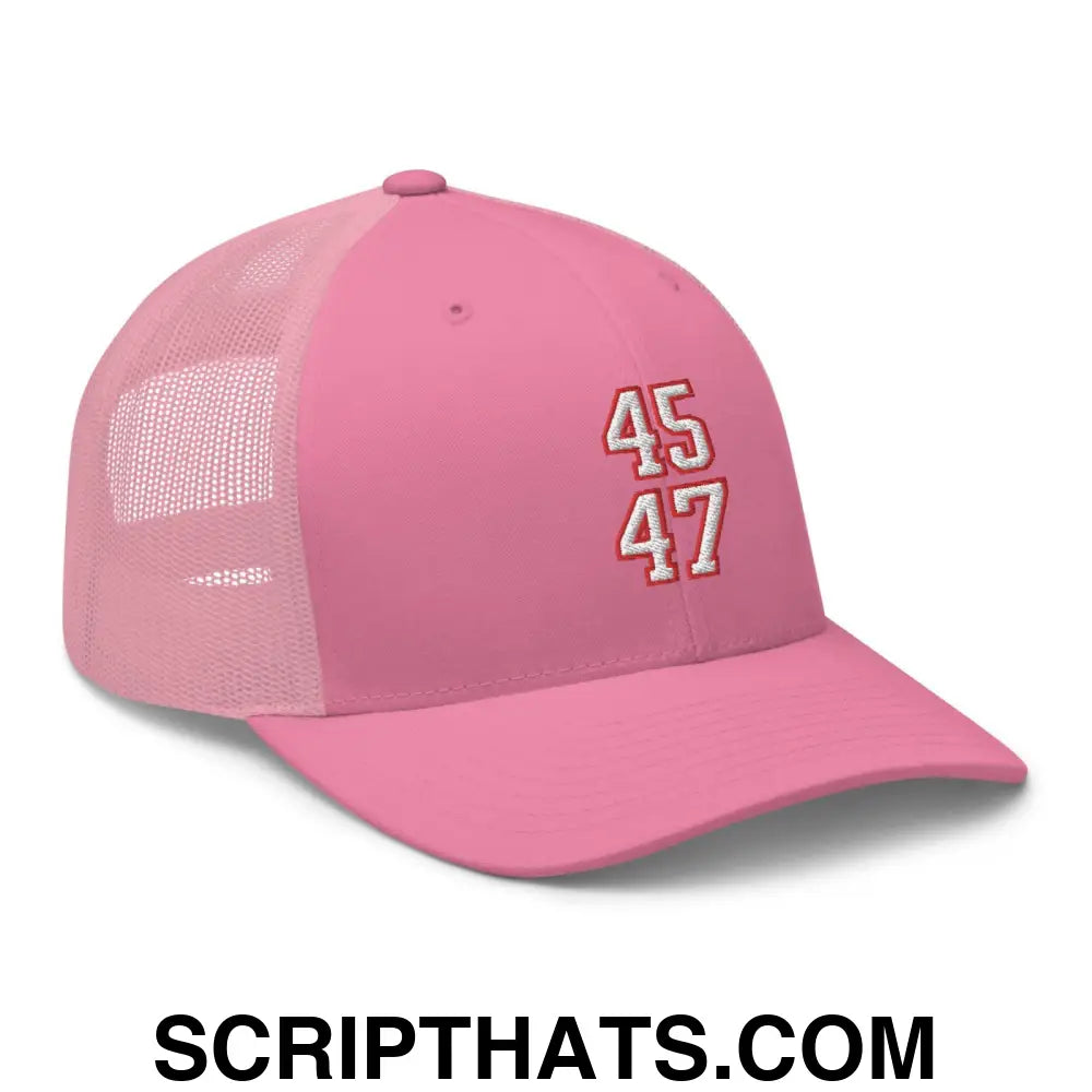 Donald Trump 45-47 Retro Trucker Hat Pink