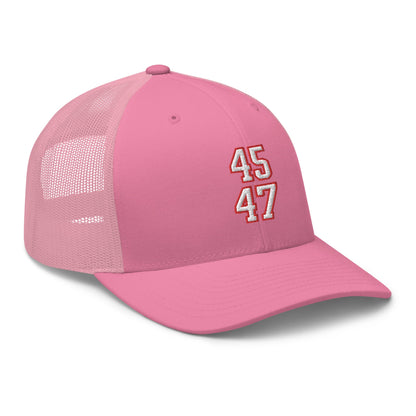 Donald Trump 45-47 Retro Trucker Hat Pink