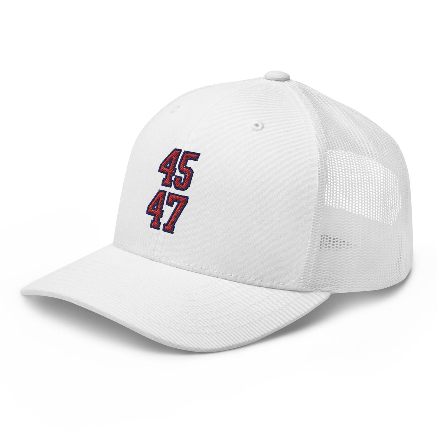 Donald Trump 45-47 Retro Trucker Hat White