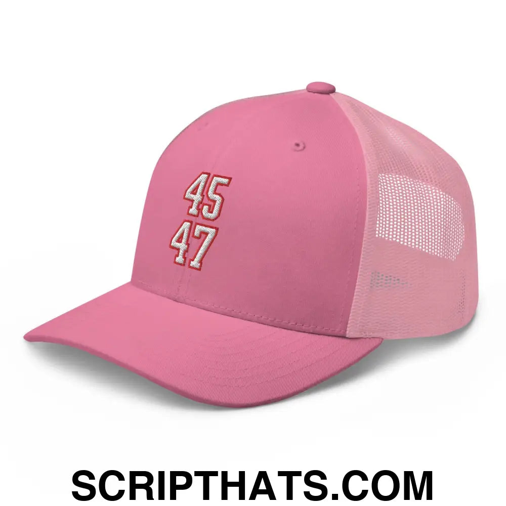 Donald Trump 45-47 Retro Trucker Hat Pink