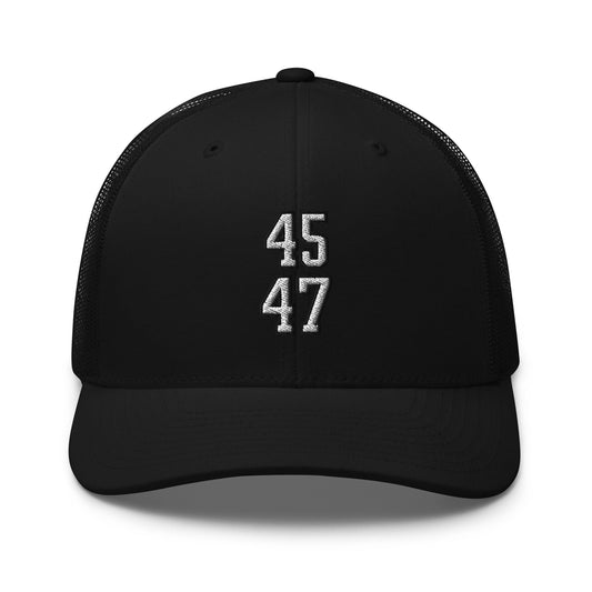 Donald Trump 45-47 Retro Trucker Hat Black