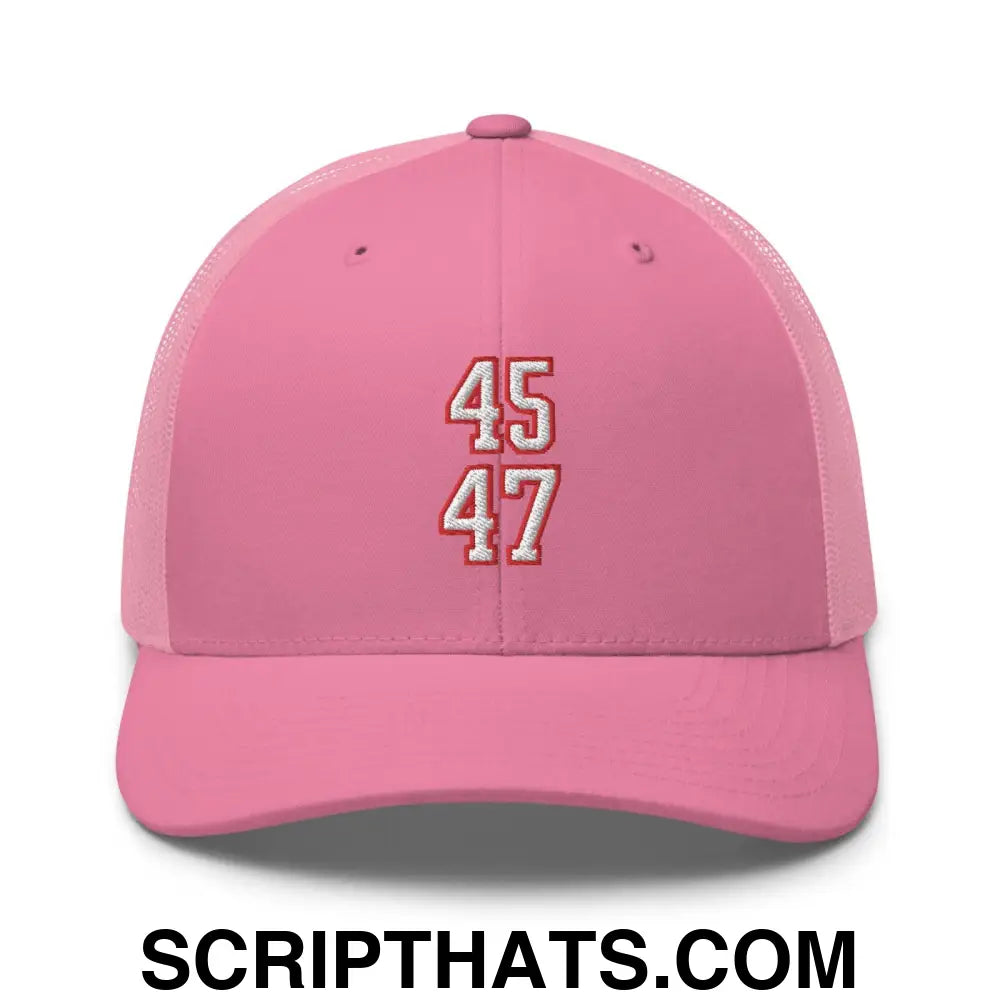 Donald Trump 45-47 Retro Trucker Hat Pink