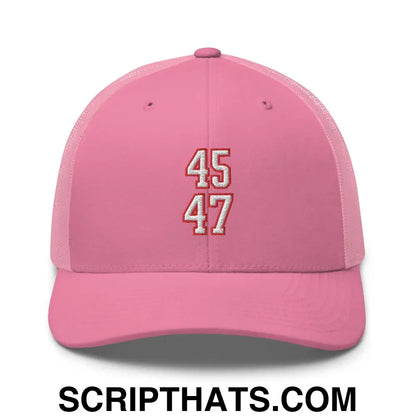 Donald Trump 45-47 Retro Trucker Hat Pink