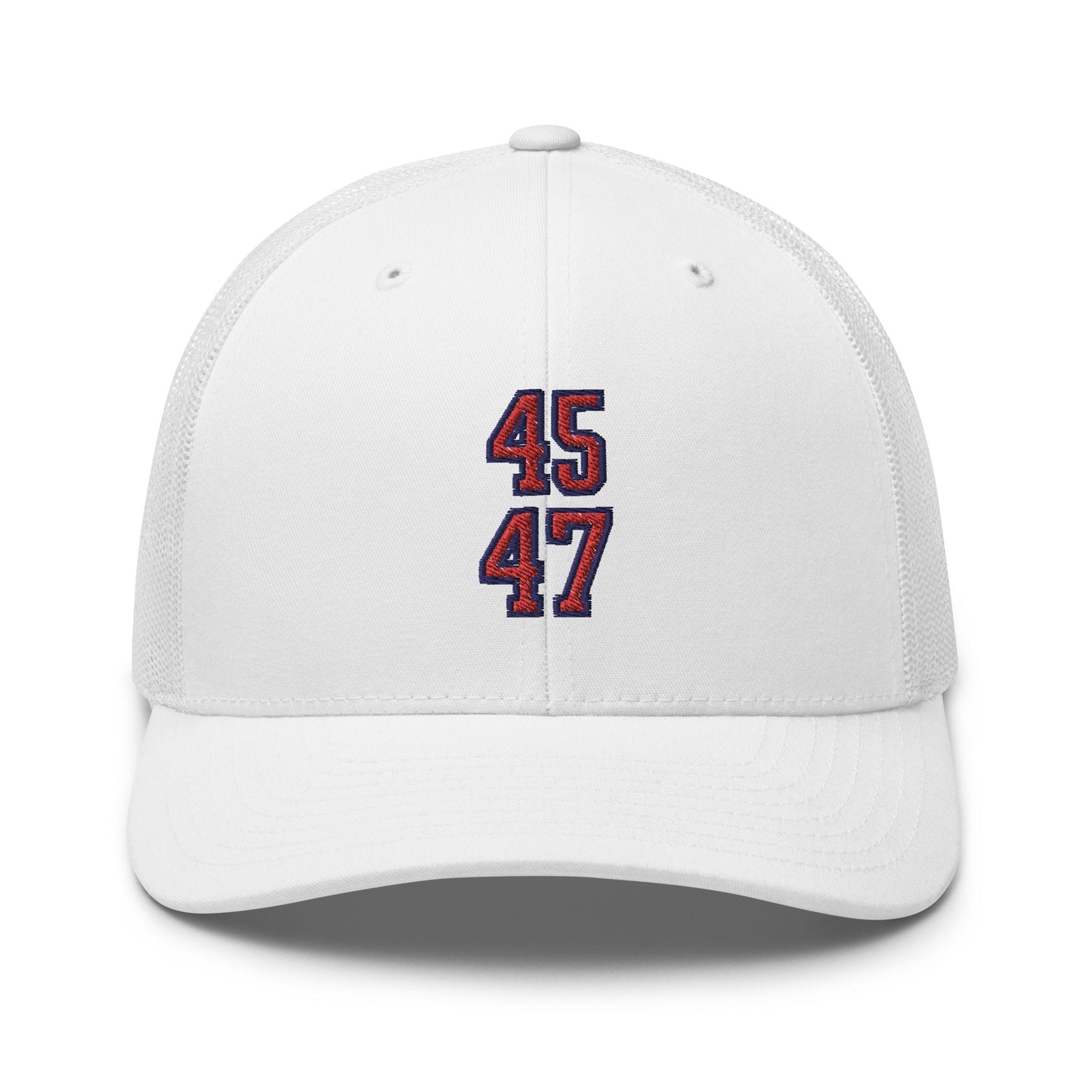 Donald Trump 45-47 Retro Trucker Hat White