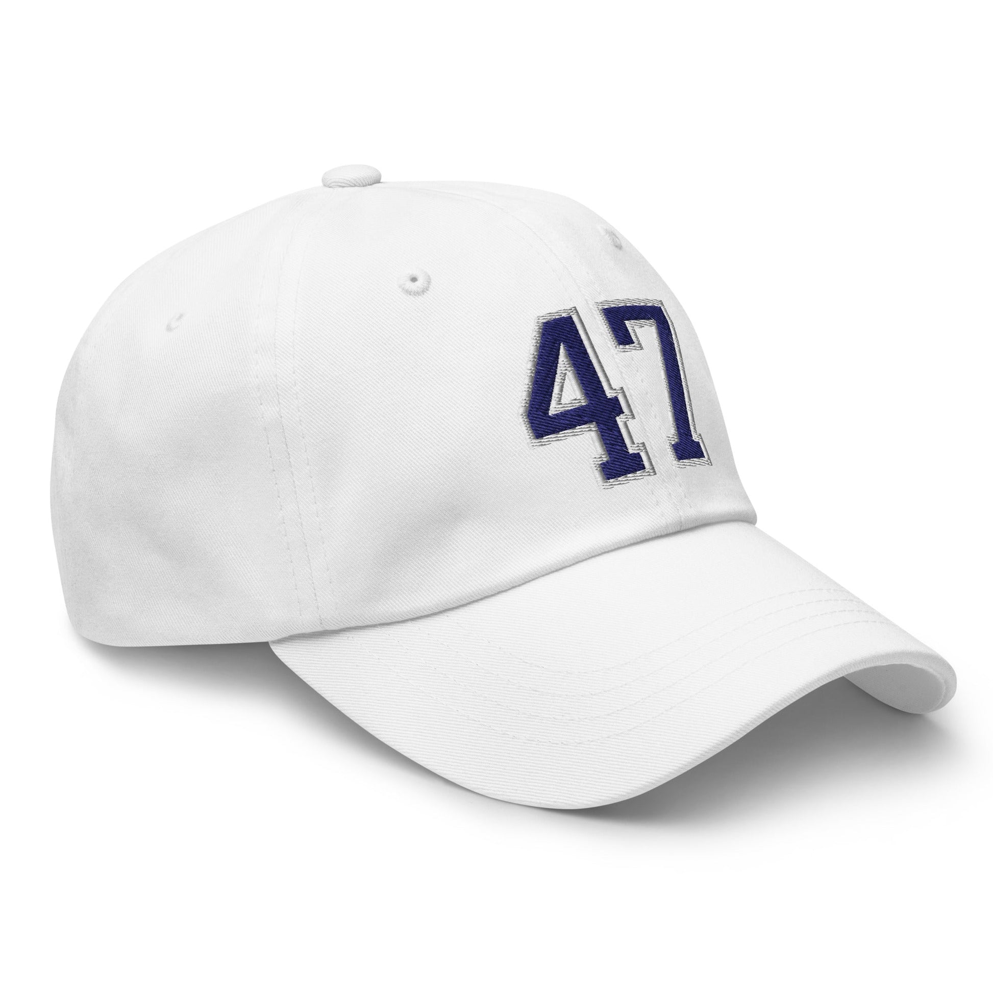 Donald Trump 47 Embroidered Dad Hat Blue/White White