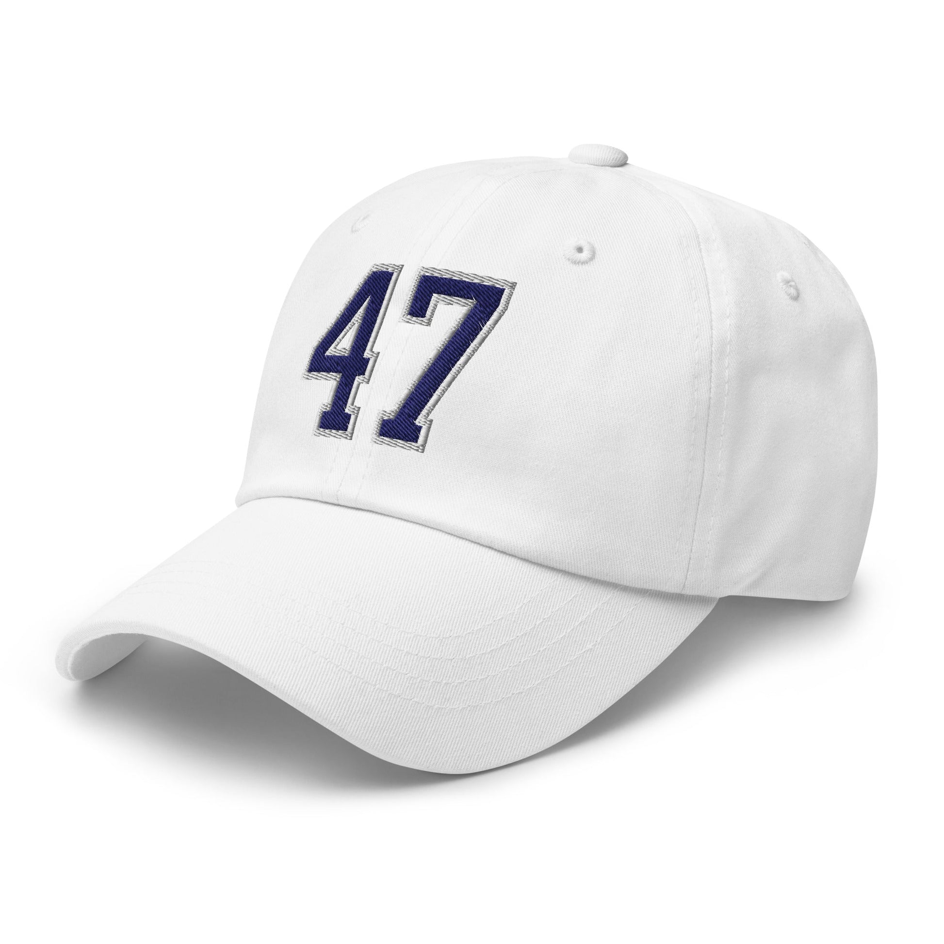 Donald Trump 47 Embroidered Dad Hat Blue/White White