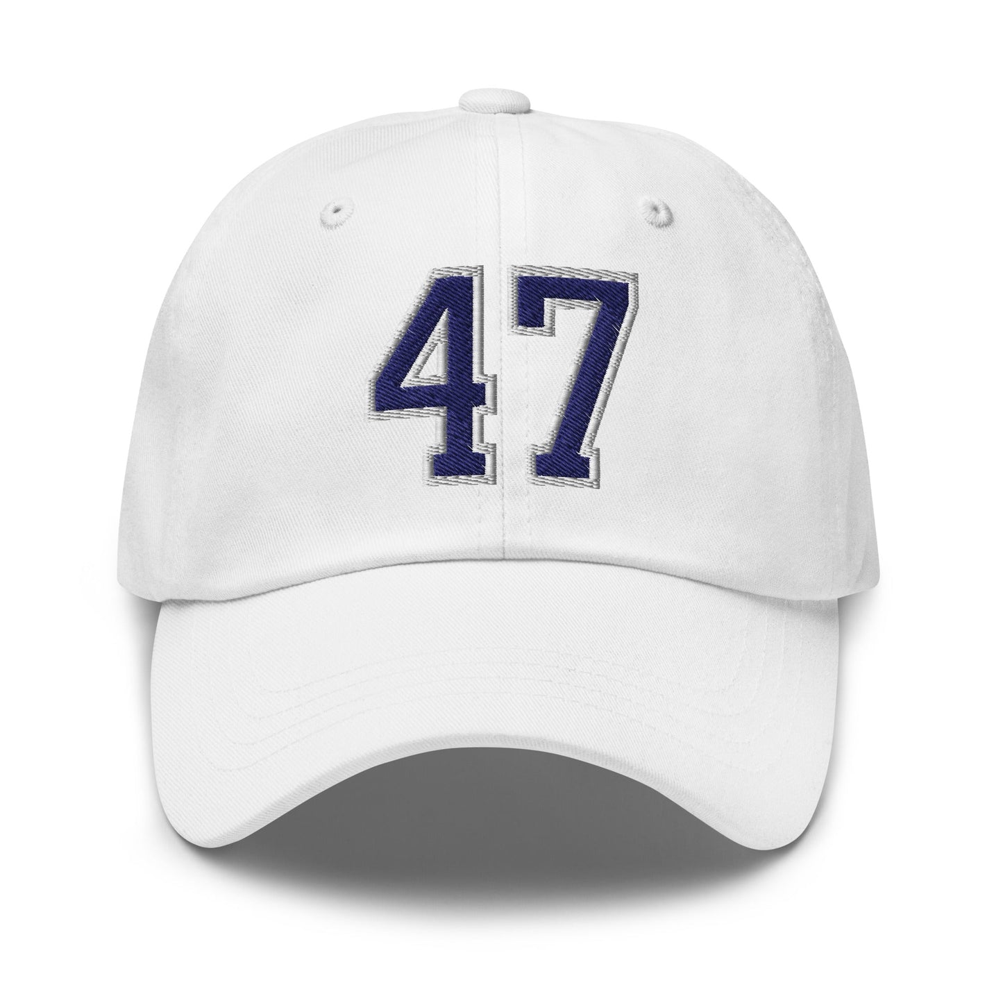 Donald Trump 47 Embroidered Dad Hat Blue/White White