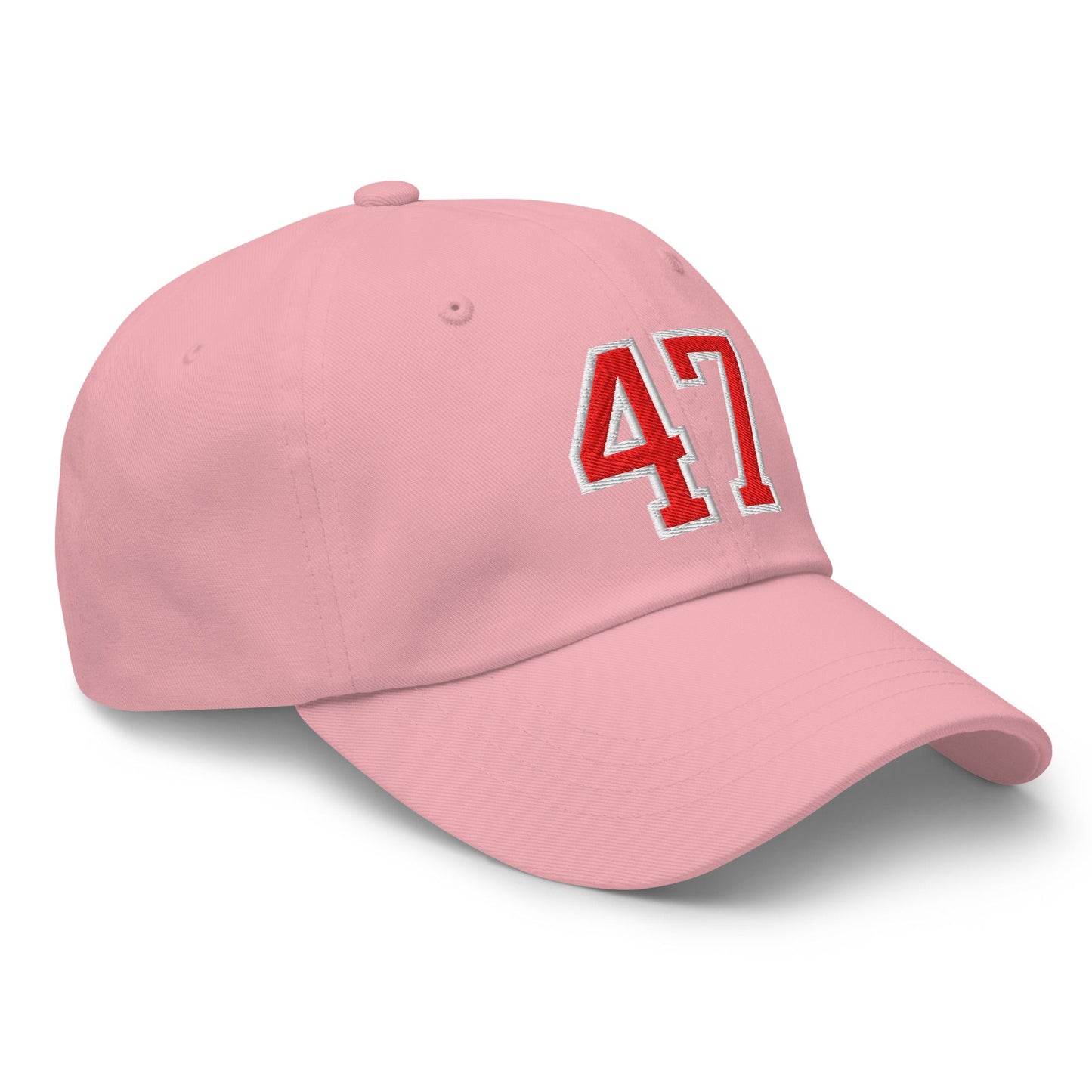 Donald Trump 47 Embroidered Dad Hat Red/White Pink