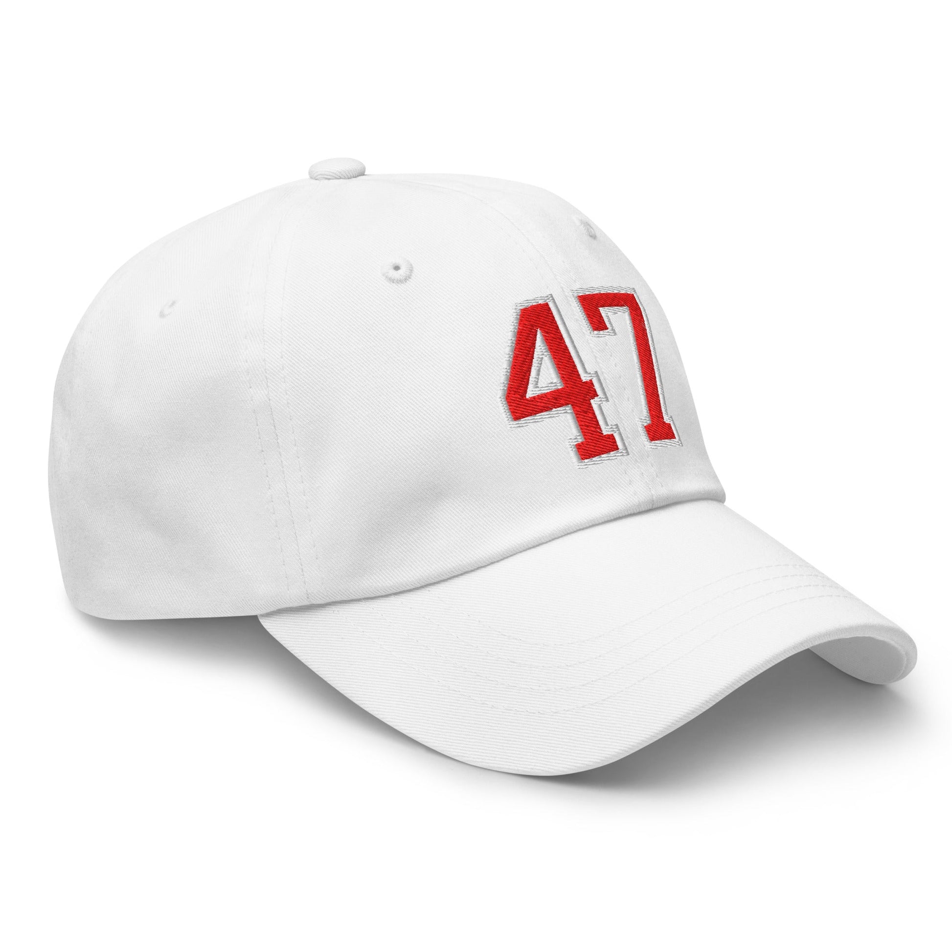 Donald Trump 47 Embroidered Dad Hat Red/White White