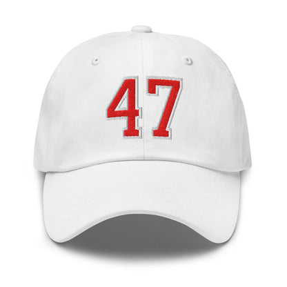 Donald Trump 47 Embroidered Dad Hat Red/White White