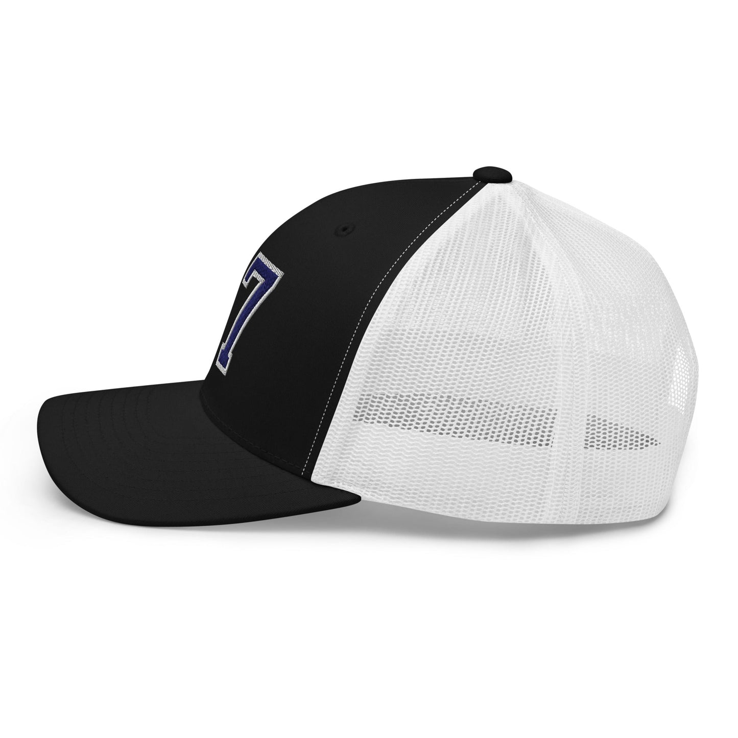 Donald Trump 47 Embroidered Mesh Trucker Hat Blue/White Black White