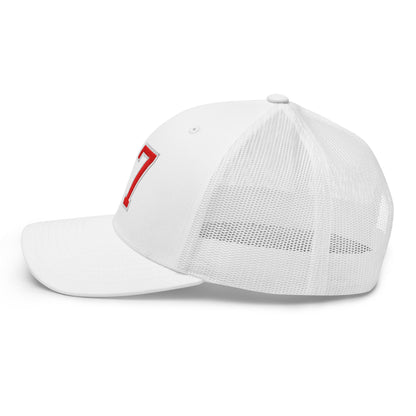 Donald Trump 47 Embroidered Mesh Trucker Hat Red/White White