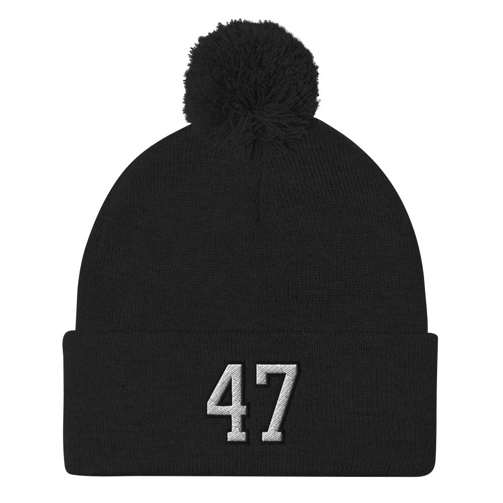 Donald Trump 47 Knit Pom Pom Beanie Black