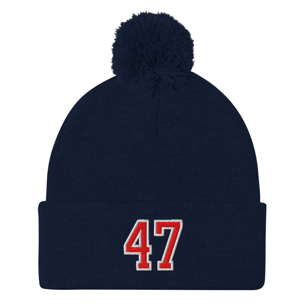 Donald Trump 47 Knit Pom Pom Beanie Navy