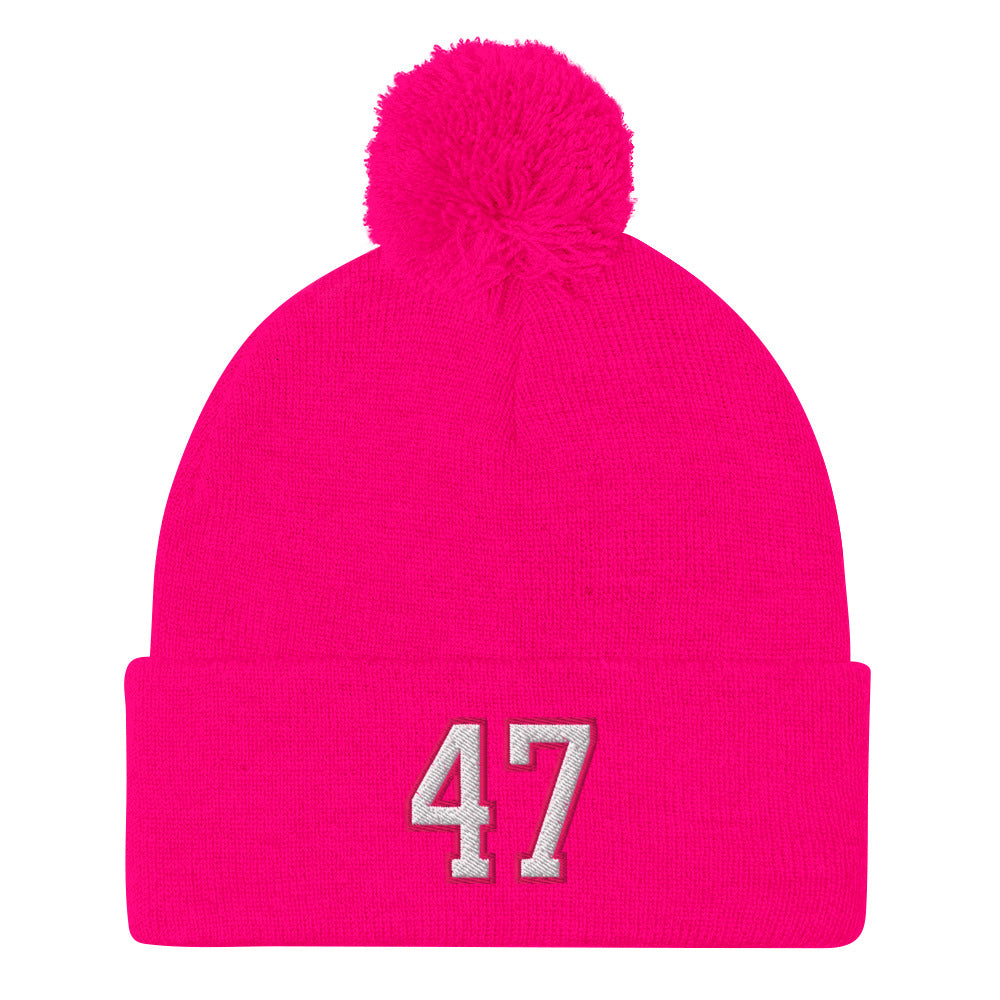 Donald Trump 47 Knit Pom Pom Beanie Neon Pink