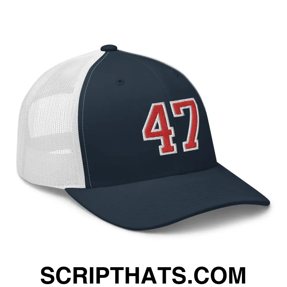 Donald Trump 47 Retro Trucker Hat Navy White