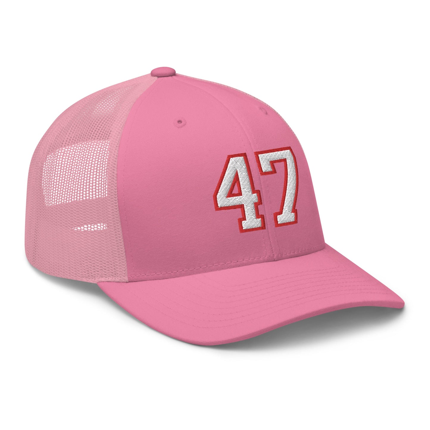 Donald Trump 47 Retro Trucker Hat Pink