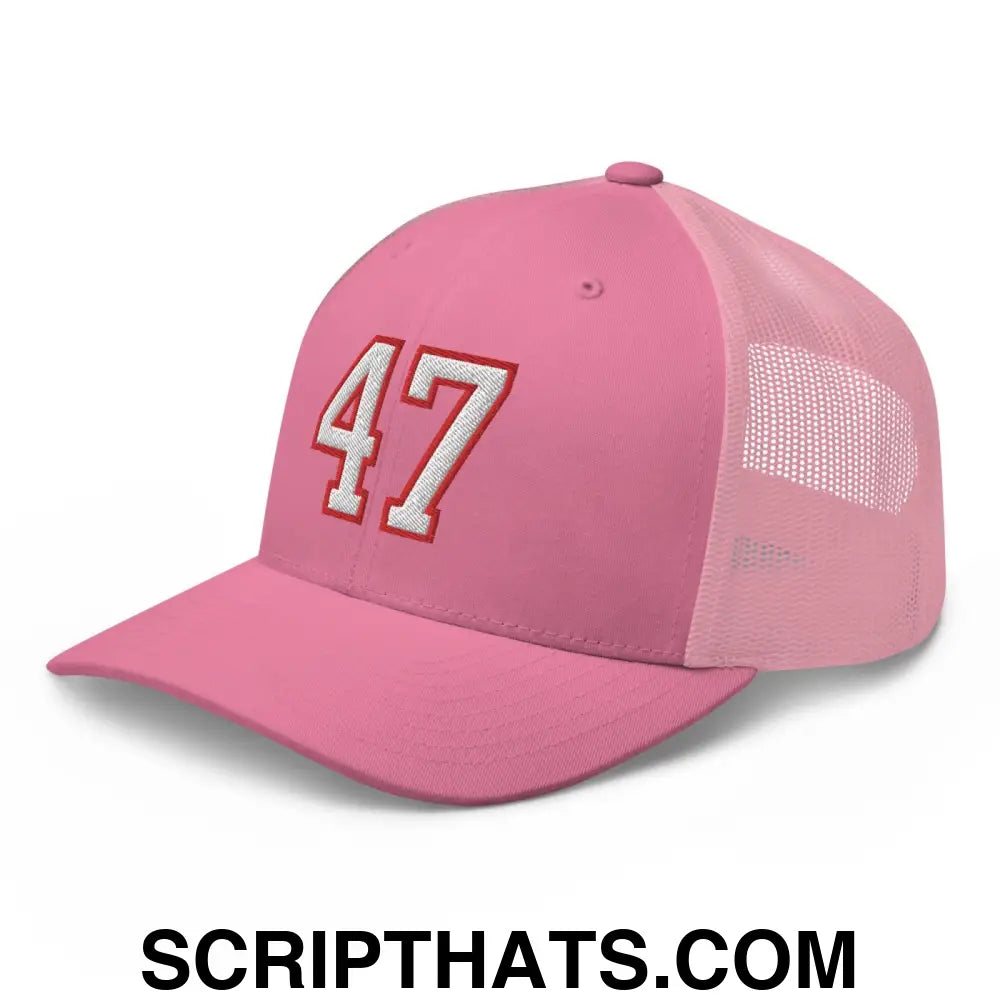 Donald Trump 47 Retro Trucker Hat Pink