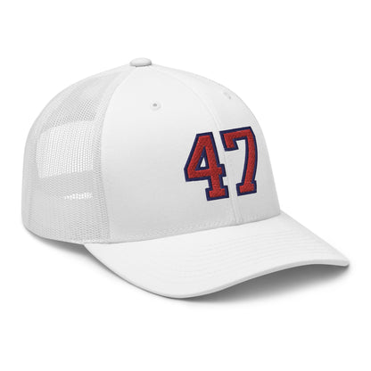 Donald Trump 47 Retro Trucker Hat White