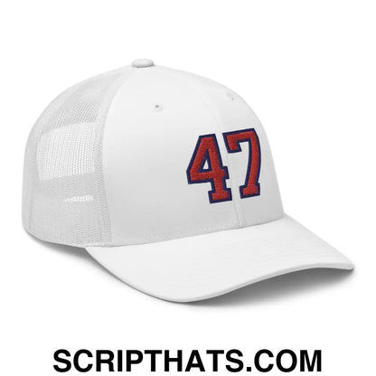 Donald Trump 47 Retro Trucker Hat White