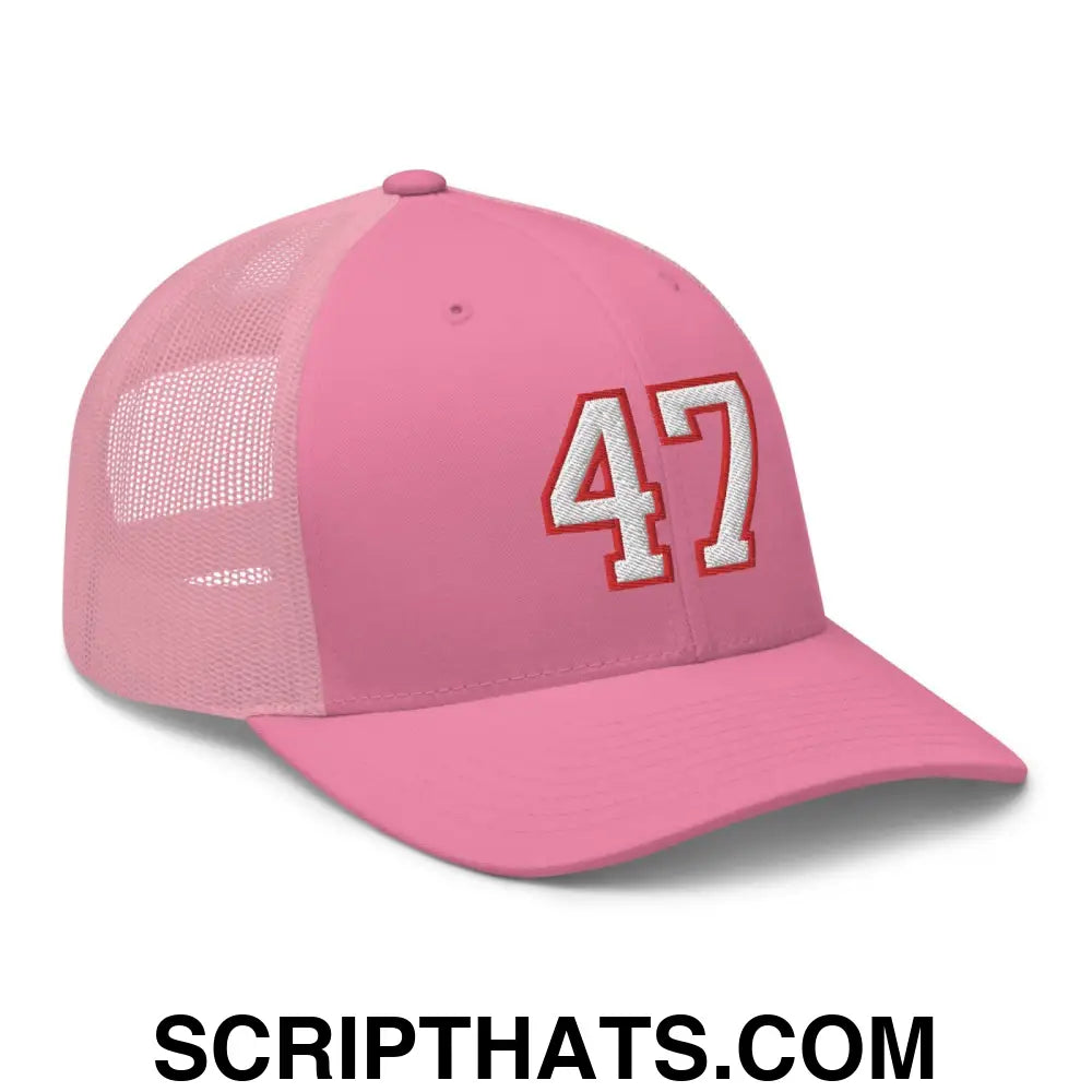 Donald Trump 47 Retro Trucker Hat Pink