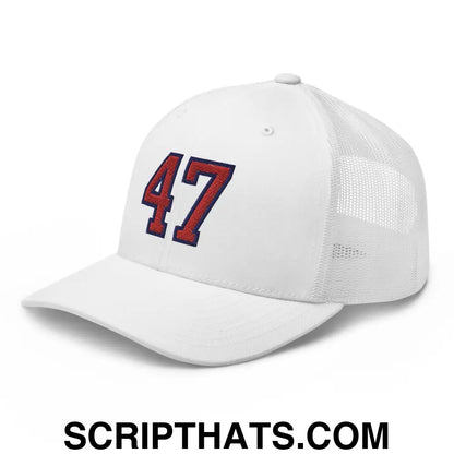 Donald Trump 47 Retro Trucker Hat White