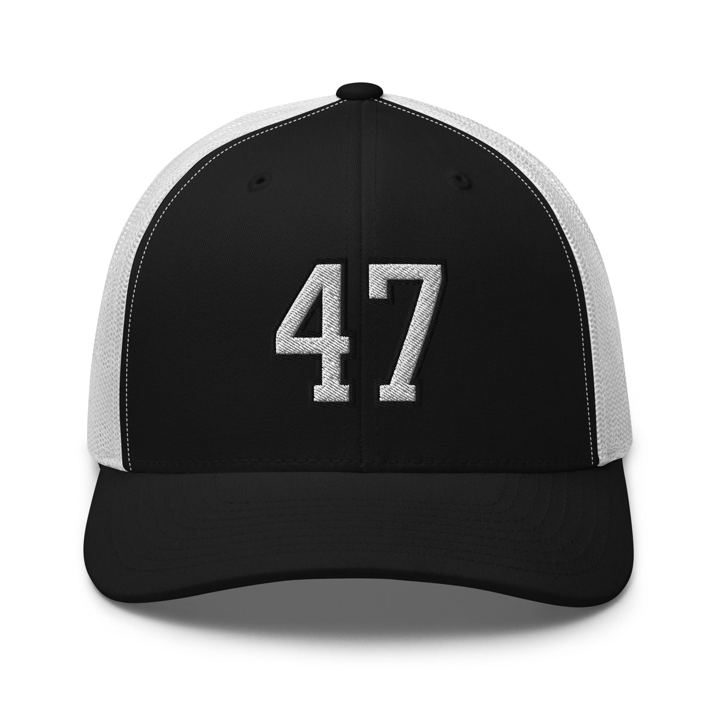 Donald Trump 47 Retro Trucker Hat Black White