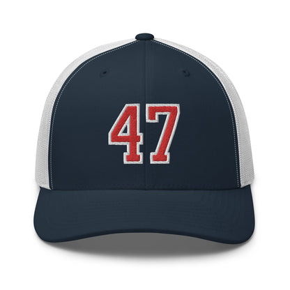 Donald Trump 47 Retro Trucker Hat Navy White