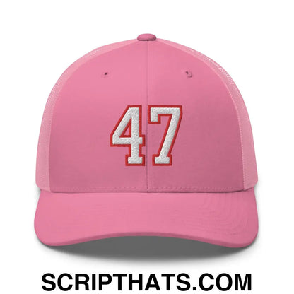 Donald Trump 47 Retro Trucker Hat Pink