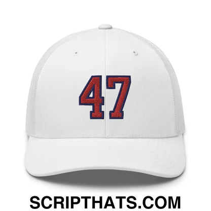 Donald Trump 47 Retro Trucker Hat White