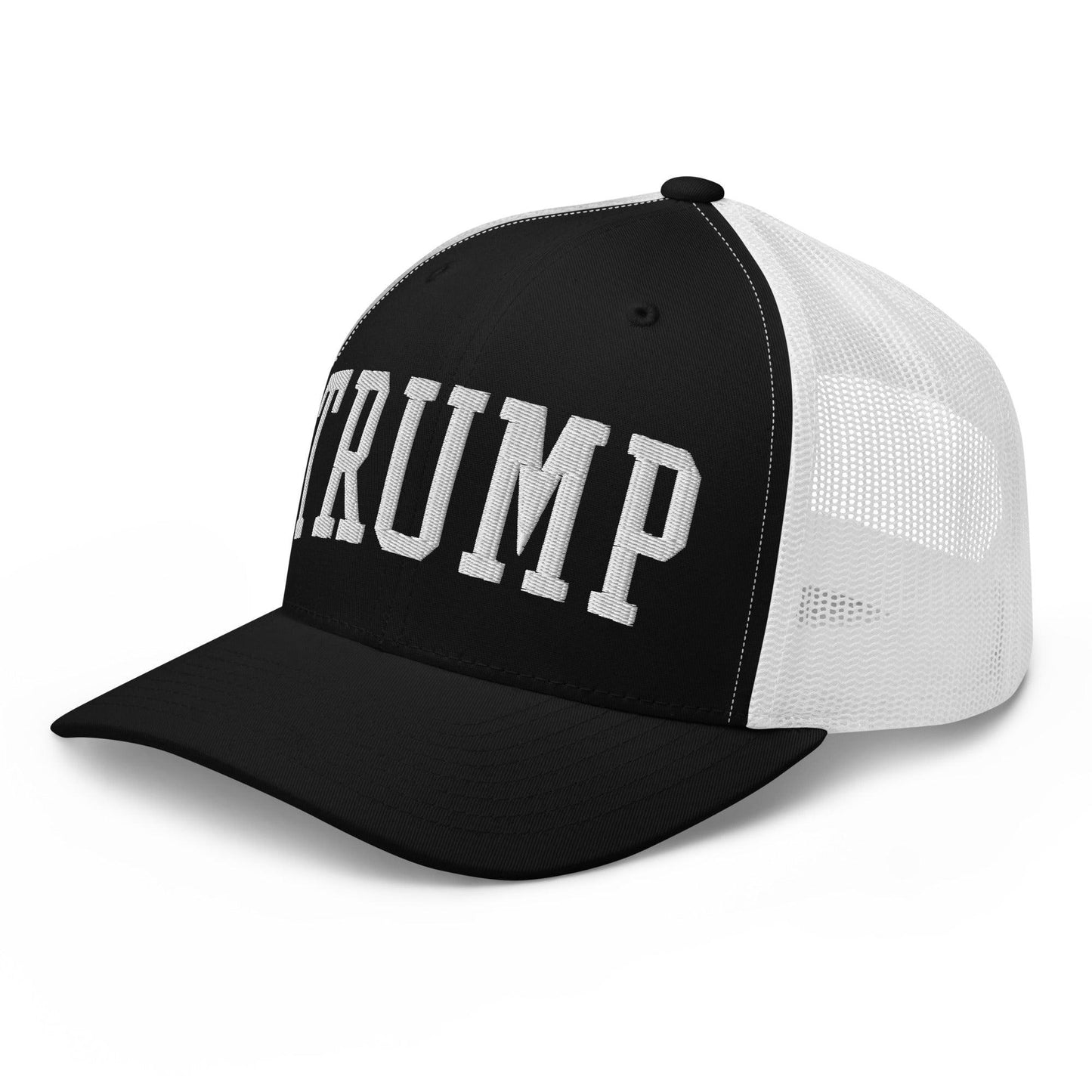 Donald Trump Block Retro Trucker Hat Black White