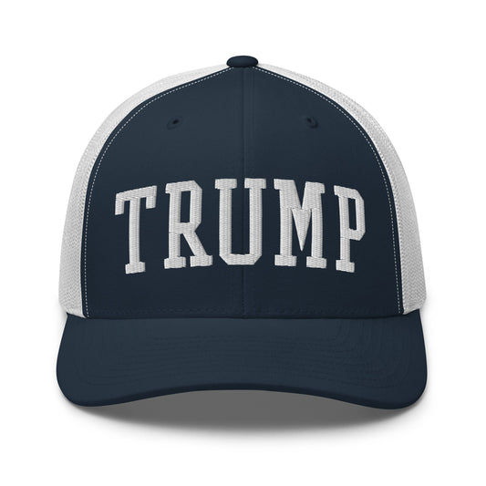 Donald Trump Block Retro Trucker Hat Navy White