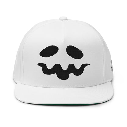 Donald Trump Ghost Halloween Flat Bill Brim 5 Panel Snapback Hat White