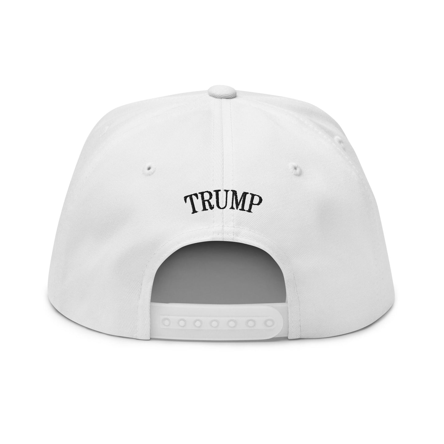 Donald Trump Ghost Halloween Flat Bill Brim 5 Panel Snapback Hat White