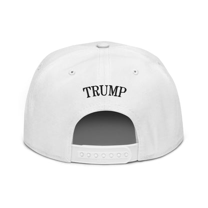 Donald Trump Ghost Halloween Flat Bill Brim High Crown Snapback Hat White