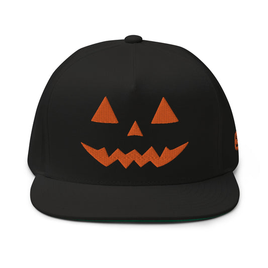 Donald Trump Jack-O'-Lantern Halloween Flat Bill Brim 5 Panel Snapback Hat Black