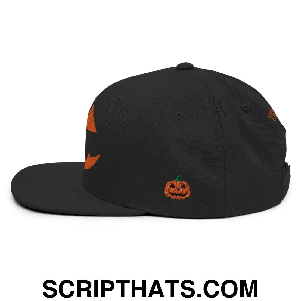 Donald Trump Jack-O'-Lantern Halloween Flat Bill Brim Snapback Hat Black